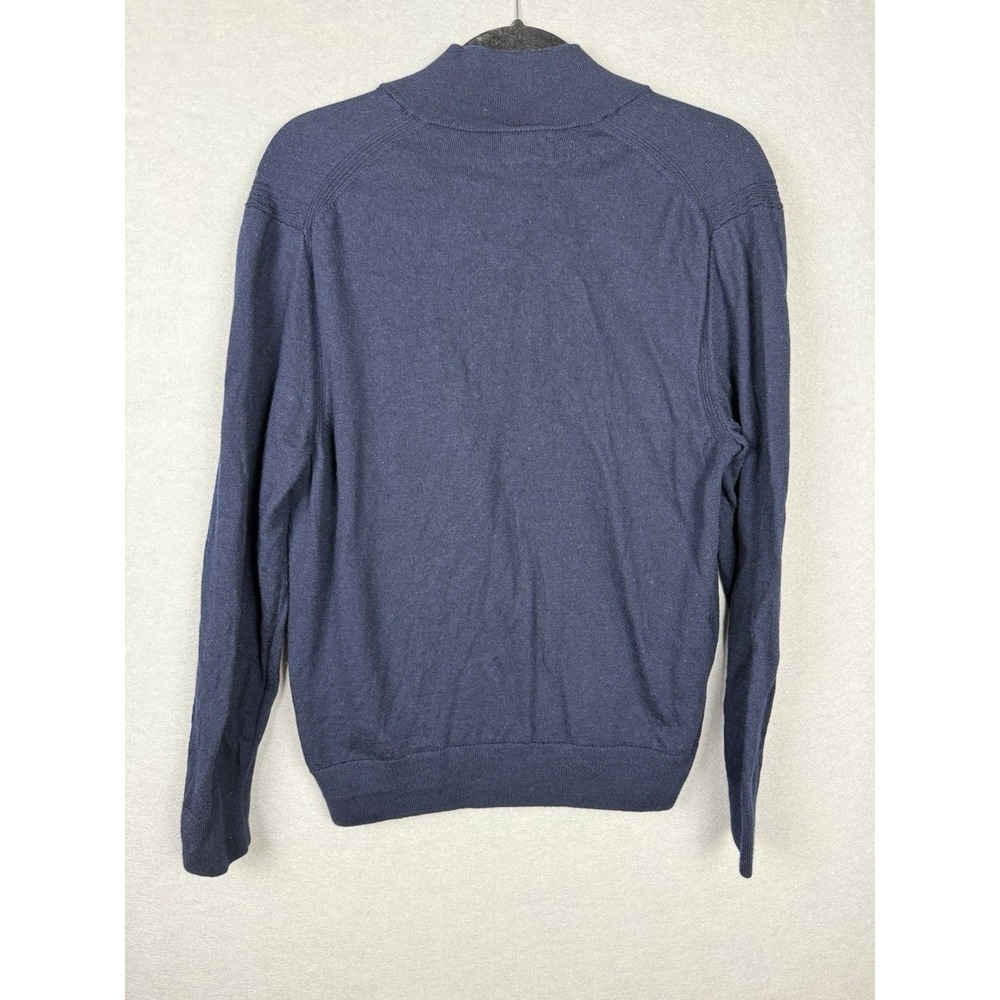 Banana Republic Sweater Mens L‎ Blue 100% Merino Wool Lightweight 1/4 Zip Preppy - Picture 6 of 6